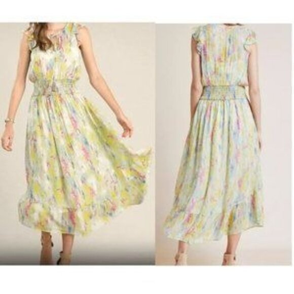ANTHROPOLOGIE Watercolor Maxi Dress size 2 - Picture 1 of 11